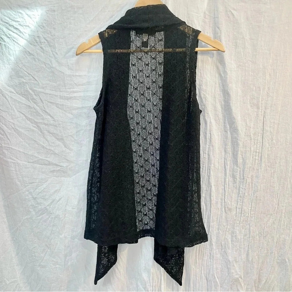 Cable & Gauge Black Sleeveless Lace Sweater Cardigan, S - Picture 6 of 8
